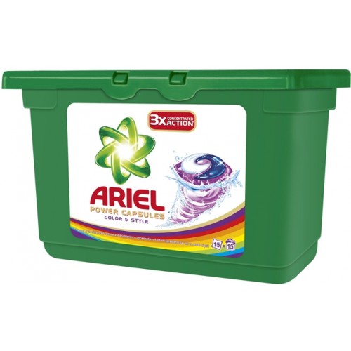 Ariel Active Gel Color & Style prác gélové vankúšikmi na farebné prádlo 15 ks 