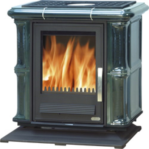 ABX Bavaria K, kachľové pece na drevo s kombi vložkou (liatina / plech), hnedá