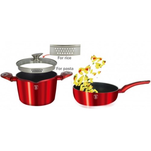 BERLINGERHAUS Burgundy Metallic Line Sada riadu s mramorovým povrchom 3 ks, červená BERLINGERHAUS Burgundy Metallic Line Sada riadu s mramorovým povrchom 3 ks, červená