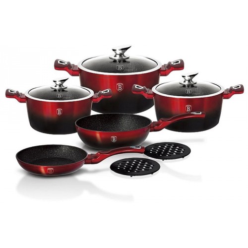 BERLINGERHAUS Black Burgundy Metallic Line Sada riadu s mramorovým povrchom 10 ks BH-1631