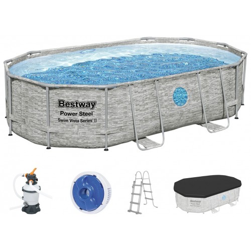 BESTWAY Power Steel Swim Vista Bazénový set 488 x 305 x 107 cm, piesková filtrácia 56946