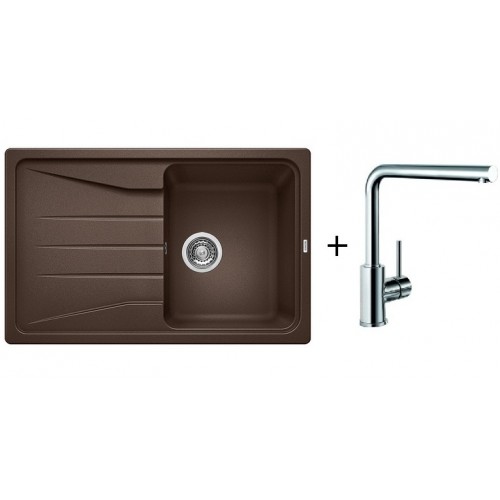 BLANCO Set drez SONA 45 S SILGRANIT káva + batéria MILA chróm