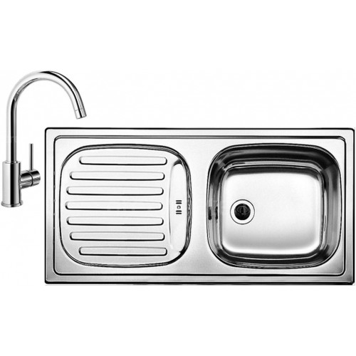 BLANCO set FLEX prírodný nerez 860 x 435 mm + MIDA batéria chróm