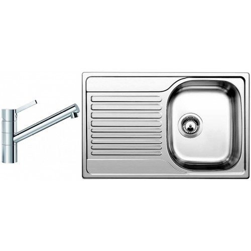 BLANCO set Tipo 45 S Compact 3 1/2 nerez kartáčovaný 780 x 500 mm + TIVO batéria chróm