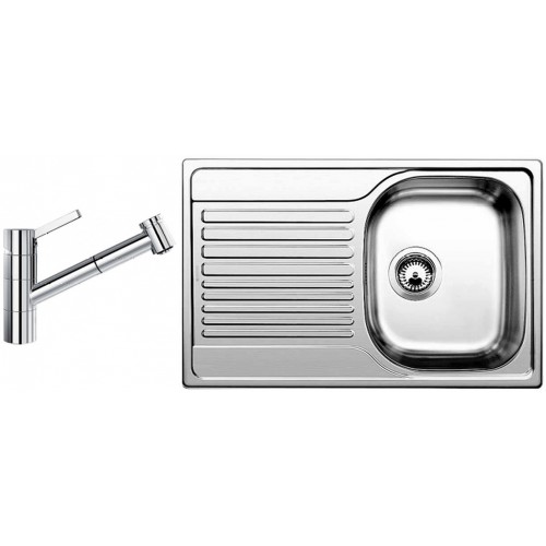 BLANCO set Tipo 45 S Compact 3 1/2 nerez kartáčovaný 780 x 500 mm + TIVO-S batéria chróm
