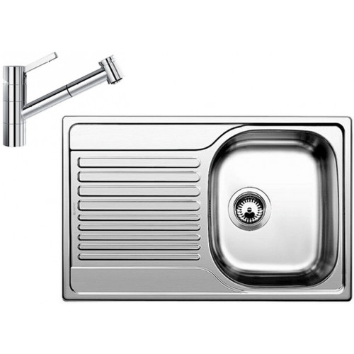 BLANCO set TIPO 45 S Compact nerez profilovaný 780 x 500 mm + TIVO-S batéria chróm BLANCO set TIPO 45 S Compact nerez profilovaný 780 x 500 mm + TIVO-S batéria chróm