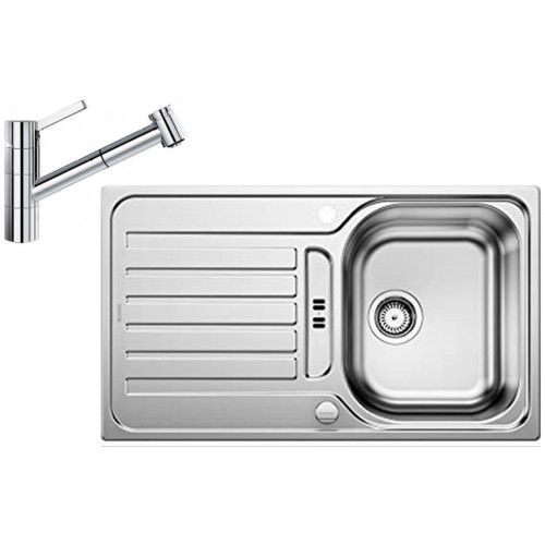 BLANCO set LANTOS 45 S nerez kartáčovaný s excentrom 860 x 500 mm + TIVO-S batéria chrom