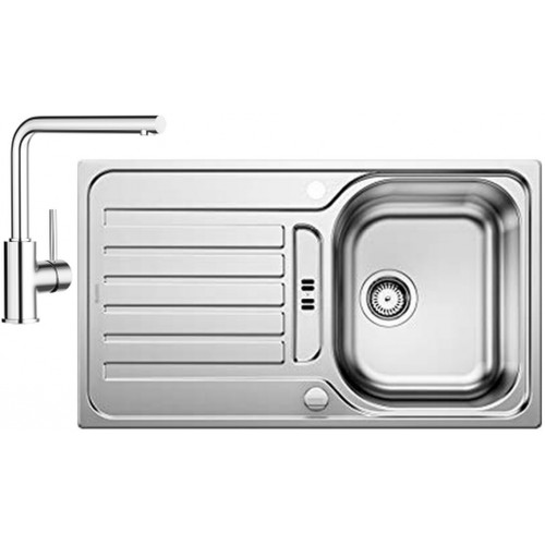 BLANCO set LANTOS 45 S nerez kartáčovaný s excentrom 860 x 500 mm + MILA batéria chróm