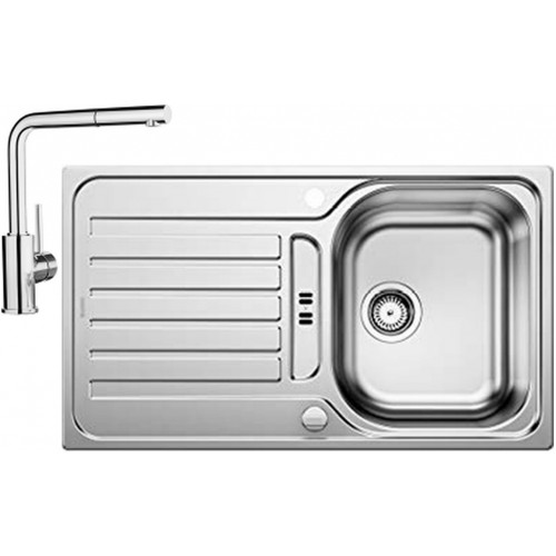 BLANCO set LANTOS 45 S nerez kartáčovaný s excentrom 860 x 500 mm + MILA-S batéria chróm