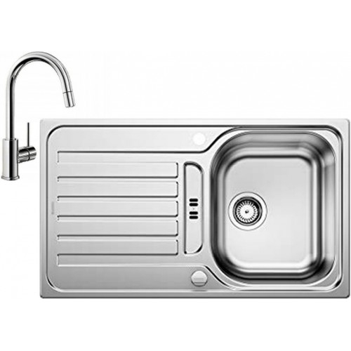 BLANCO set LANTOS 45 S nerez kartáčovaný s excentrom 860 x 500 mm + MIDA-S batéria chróm