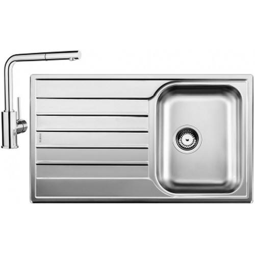 BLANCO set LIVIT 45 S Salto nerez kartáčovaný 860 x 500 mm + MILA-S batéria chróm BLANCO set LIVIT 45 S Salto nerez kartáčovaný 860 x 500 mm + MILA-S batéria chróm