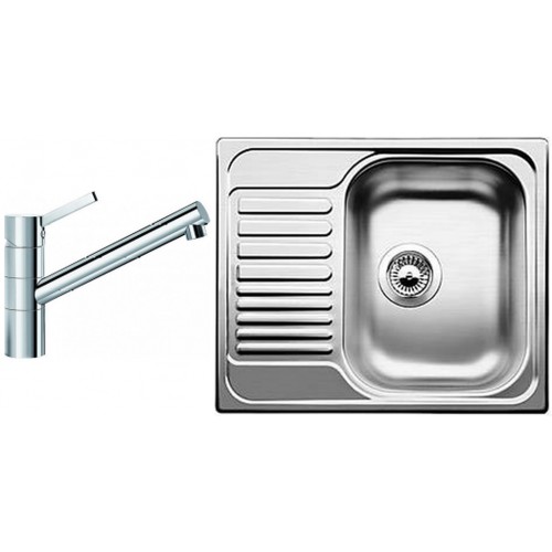 BLANCO set Tipo 45 S mini 3 1/2 nerez kartáčovaný 605 x 500 mm + TIVO batéria chróm