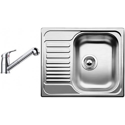 BLANCO set Tipo 45 S mini 3 1/2 nerez kartáčovaný 605 x 500 mm + Daras-S batéria chróm