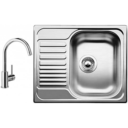 BLANCO set Tipo 45 S mini 3 1/2 nerez kartáčovaný 605 x 500 mm + MIDA batéria chróm BLANCO set Tipo 45 S mini 3 1/2 nerez kartáčovaný 605 x 500 mm + MIDA batéria chróm