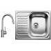 BLANCO set Tipo 45 S mini 3 1/2 nerez kartáčovaný 605 x 500 mm + MIDA-S batéria chróm
