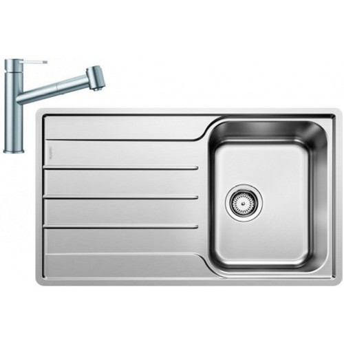 BLANCO set LEMIS 45 S-IF nerez kartáčovaný 860 x 500 mm + AMBIS-S batéria chróm