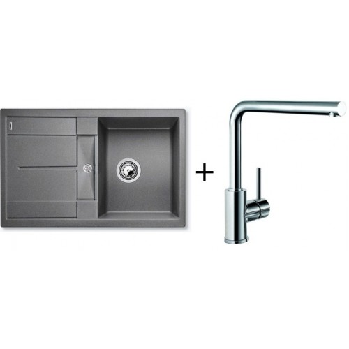 BLANCO Set drez Metra 45 S Compact SILGRANIT sivá skala + batéria Mila chróm 