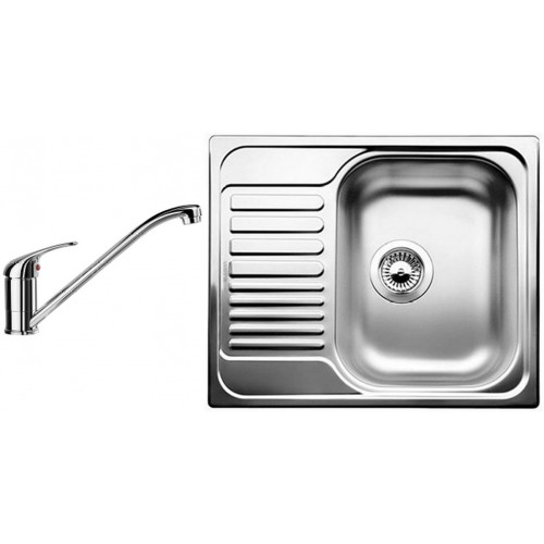 BLANCO set TIPO 45 S Mini nerez profilovaný 605 x 500 mm + Daras batéria chróm BLANCO set TIPO 45 S Mini nerez profilovaný 605 x 500 mm + Daras batéria chróm