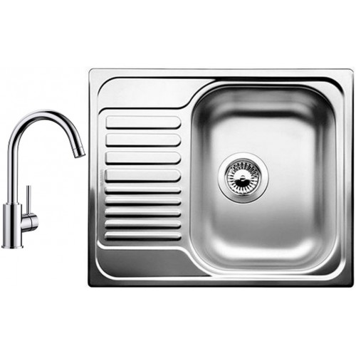 BLANCO set TIPO 45 S Mini nerez profilovaný 605 x 500 mm + MIDA batéria chróm