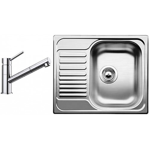 BLANCO set Tipo 45 S mini 3 1/2 nerez kartáčovaný 605 x 500 mm + KANO-S batéria chróm BLANCO set Tipo 45 S mini 3 1/2 nerez kartáčovaný 605 x 500 mm + KANO-S batéria chróm