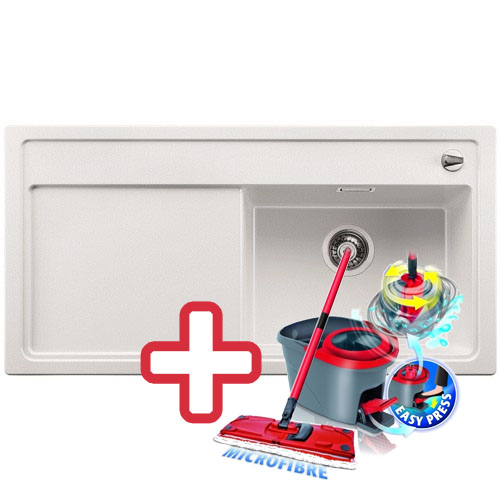 BLANCO ZENAR XL 6 S, Silgranit drez biela, vanička pravá 516018+ ZADARMO VILEDA MOP Easy