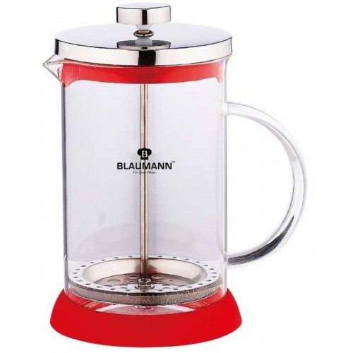 BLAUMANN French Press Kanvička na čaj a kávu 350 ml, červená BL-1441