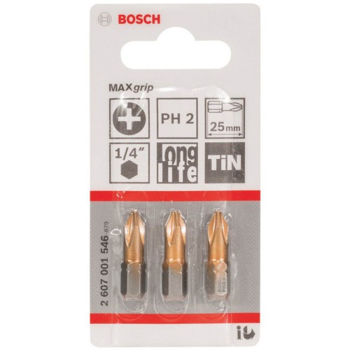 BOSCH Max Grip Skrutkovací bit, PH 2, 25 mm, 3 ks 2607001546