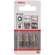 BOSCH Max Grip Skrutkovací bit, PZ 1, 25 mm, 3 ks 2607001591