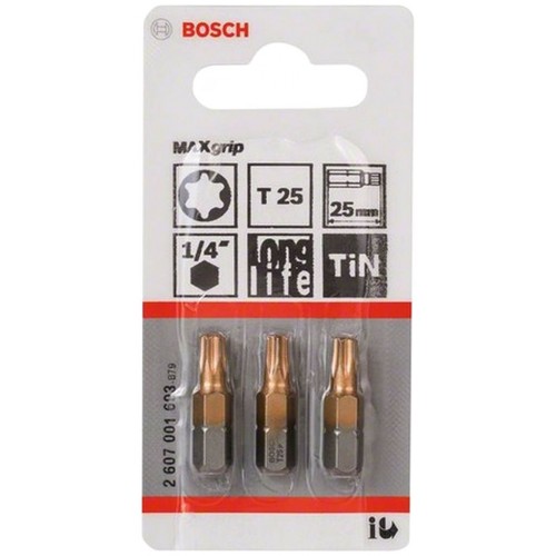 BOSCH Max Grip Skrutkovací bit, T25, 25 mm, 3 ks 2607001693