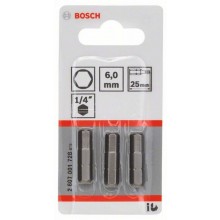 BOSCH Extra-Hart Skrutkovacie bit zvlášť tvrdý, HEX 6, 25 mm 3ks 2607001728