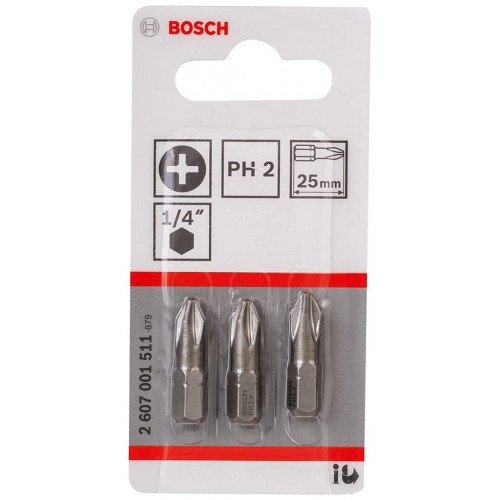 BOSCH Extra-Hart Skrutkovacie bit zvlášť tvrdý PH 2, 25 mm, 3ks 2607001511