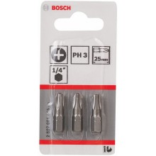 BOSCH Extra-Hart Skrutkovacie bit zvlášť tvrdý PH 3, 25mm, 3ks 2607001515