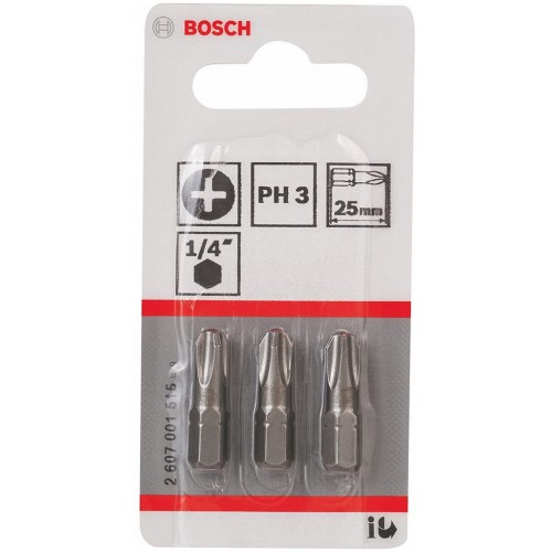 BOSCH Extra-Hart Skrutkovacie bit zvlášť tvrdý PH 3, 25mm, 3ks 2607001515