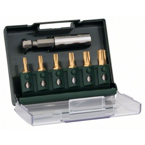 BOSCH 7-dielna sada titánových skrutkovacích bitov na skrutky s vnútornou drážkou Torx (T)