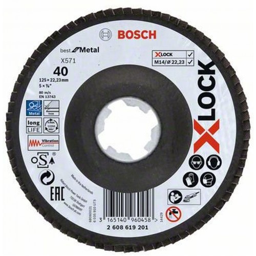 BOSCH X-LOCK Best for Metal Lamelový brúsny kotúč X571, 125x22,23mm, G40 2608619201