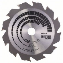 BOSCH Pílový kotúč Construct Wood 160 x 20/16 x 2,6 mm; 12 2608640630