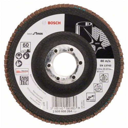 BOSCH Best for Inox Lamelový brúsny kotúč X581, 115x22,23 mm, 60, 2608608264 BOSCH Best for Inox Lamelový brúsny kotúč X581, 115x22,23 mm, 60, 2608608264