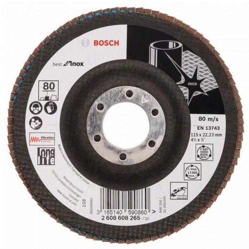 BOSCH Best for Inox Lamelový brúsny kotúč X581, 115x22,23 mm, 80, 2608608265 BOSCH Best for Inox Lamelový brúsny kotúč X581, 115x22,23 mm, 80, 2608608265