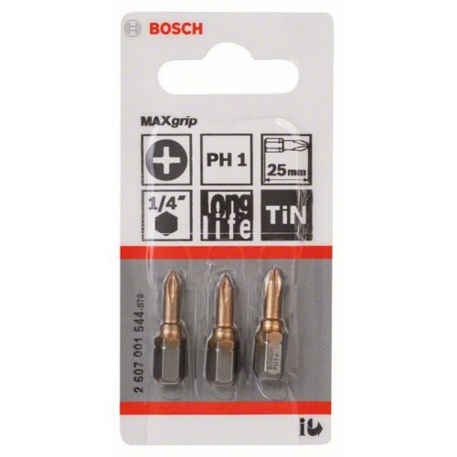 BOSCH Max Grip Skrutkovací bit, PH 1, 25 mm, 3 ks 2607001544