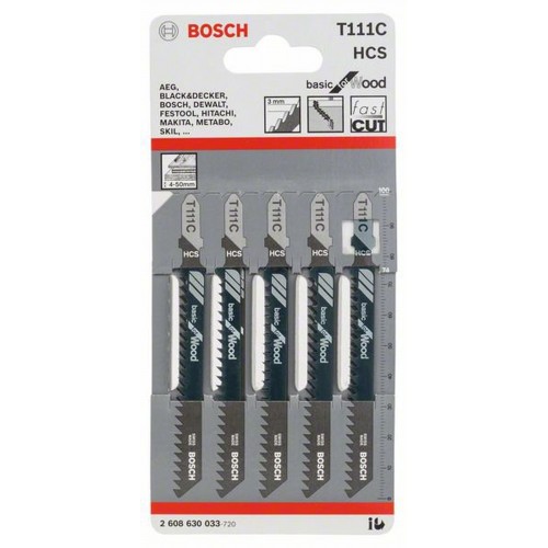 BOSCH Pílový listov do priamočiarych píly T 111 C, Basic for Wood 2608630033