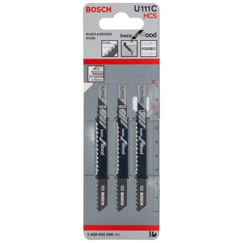 BOSCH Pílové listy do priamočiarej píly U 111 C, 92 mm, 3 ks 2608630566