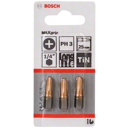 BOSCH Max Grip Skrutkovací bit, PH 3, 25 mm, 3 ks 2607001548