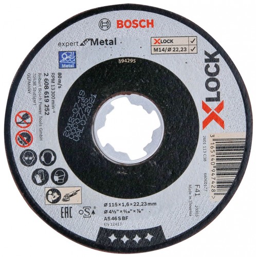 BOSCH X-LOCK Expert for Metal Plochý rezný kotúč, 115×1,6×22,23mm 2608619252