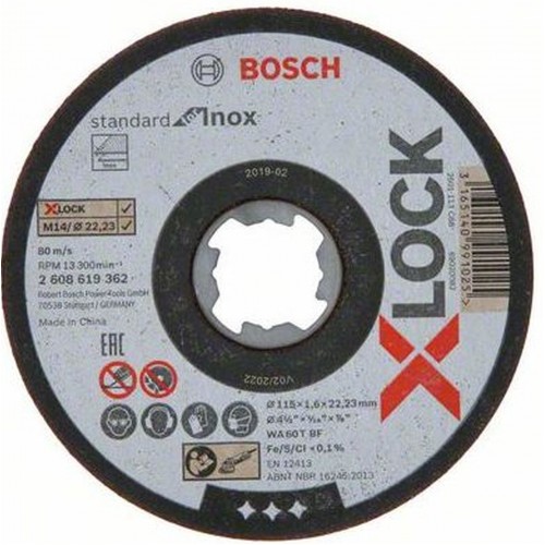 BOSCH X-LOCK Standard for Inox kotúč 115 × 1,6 mm T41 2608619362 BOSCH X-LOCK Standard for Inox kotúč 115 × 1,6 mm T41 2608619362