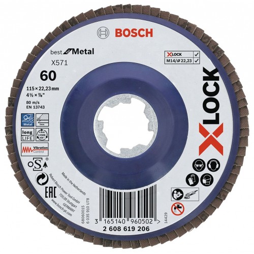 BOSCH X-LOCK Best for Metal Lamelový brúsny kotúč X571, 115x22,23mm, G60, 2608619206