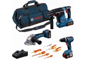BOSCH Súprava náradia PROFESSIONAL GSB+GWS+GBH+3×5,0Ah+skrutkovače a kliešte 0615A5007H