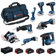 BOSCH Súprava náradia PROFESSIONAL 18V GSB+GDR+GBH+GWS+GKS+GSA+GOP+GLI+4×5,0 Ah 0615V00061