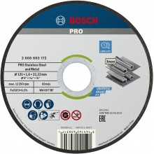 BOSCH Rezací kotúč PRO Stainless Steel and Metal, 125 × 1.6 × 22,23 mm, rovný 2608603172