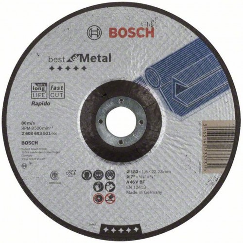 BOSCH Best for Metal - Rapido Rezací kotúč s prelisom 180 x 22,23mm 2608603521