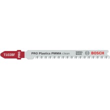 BOSCH List do priamočiarej píly PRO Plastics PMMA clean T102BF, 92 mm, 5 ks 2608636781